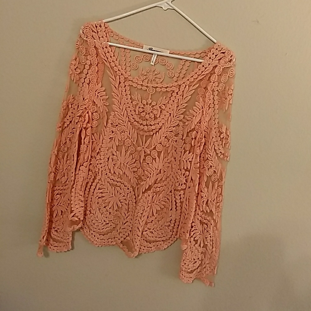 Pink Lace Long Sleeve Top